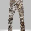 Jeans stampati stile intero europeo e americano per uomo pantaloni con stampa leopardata pantaloni slim in denim dritto per uomo shipp293p