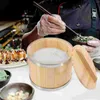 ボウル寿司バレル木製収納容器バケットキッチン供給米の蓋蒸し丸い丸い形の家庭用アクセサリーカバー