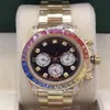 Herr Automatic Watch Classic Rainbow Diamond Bezel 40mm rostfritt stål Fold Buckle Waterproof319Q