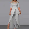 Jumpsuits voor dames rompers Europese stijl Elegante vrouw jumpsuit plus size zomer geprinte lange overalls playsuit beach brede been broek romperl231005