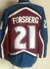 Mężczyźni retro hokej 52 Adam Foote Jersey Vintage Classic 21 Peter Forsberg 19 Joe Sakic 33 Patrick Roy 8 Teemu Selanne 9 Paul Kariya emeryt CCM zszyta dla fanów sportu