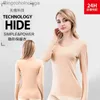 Women's Thermal Underwear Woman Thermal Underwear Winter Fleece Warm Tops Long Sleeves Shirt Seamless Body Shaper Thin Round Neck Bottoming ThermalsL231005