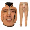 Entier-nouvelle mode hommes femmes le visage géant soufflé de Nicolas Cage sweat-shirt Joggers drôle impression 3D sweats à capuche unisexe pantalon Z250T
