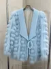 Womens Fur Faux Mink 3d Hairballs Coat Women Winter Turn Down Collar Imitation Bomber Jacket Fluffy Cardigan Lace Up Furry Tops 230928