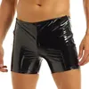 Underbyxor Mens Erotic Leather Pants Kort för sexporr Latex -dragkedja bredvid Male Patent Boxer Sexig botten underkläder193t