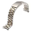 2016 New 18mm 20mm 22mm 24mm silver and gold men metal band watch stainless steel bracelets curved end209Y