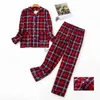 Women's Sleep Lounge Plus Size S-XXXL Sleepwear Women's Pyjamas Set Ladies Warm Flanell Cotton Home Wear Suit Autumn Winter Plaid Print Pyjamas Sleepl231005