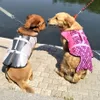 Pet Dog Life Jacket Mermaid Shark Design Clothes Life Vest Collar Harness Saver Pet Dog Swimming Preserver Summer Swimwear Y200922328m