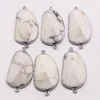 Hänghalsband naturliga oregelbundna vita turkosa stenkontakt skiv silver pläterad kant reiki charms smycken grossist 5st