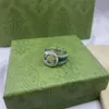 Nuovi gioielli in argento 925 con lettera G scavata in smalto verde anello da uomo e da donna Anello retrò moda street269d