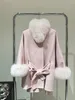 Women Fur Faux luksus kaszmirowy Poncho Blend Kobiety jesienne zima długa płaszcz wstążki prawdziwe rękawy batwing wełniany płaszcz 230928