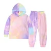 Ensembles de vêtements Enfants Tie Dye Imprimé Vêtements Ensemble Enfant Filles Garçons Sweat À Capuche Pantalon Long Enfants Vêtements Survêtement Costume Printemps Automne 231005