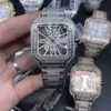 Heren New Ice diamanten horloge skelet doorzichtige wijzerplaat horloge zilveren roestvrijstalen kast horloges quartz uurwerk 243m