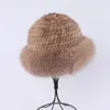 Wide Brim Hats Bucket SUPPEV STTDIO Luxury Women s Winter Warm 100 Mink Fur Knitted Hat Trim Caps Top Beanies 231005