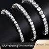 Iced Out Cubic Zirconia 4mm Tennis Armband Single Row Hip Hop Diamond Chain Women Män smycken207R