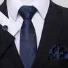 Bow Ties Style Partihandel bröllop present Silk Tie Set för män Cravat Blue Slyckig kostym Tillbehör Solid Fit Office -kläder