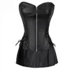 Bustiers Corsets Vintage Sexy Corset poitrine fermeture éclair en cuir Mini jupe grande taille S-6XL conception de mode entière Dress277D