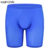 Underpants Ice Silk Long Men Boxer Low Waist Solid Underwear Shorts Leg Boxers Sexy U Pouch202E