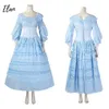 Costume cosplay sirena blu festa di compleanno di Natale vestito operato sirena abito lungo vestito lolita blu donna