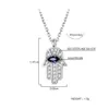 Pendant Necklaces Boho Blue Eye Real 925 Sterling Silver Zircon Hamsa Hand Of Fatima Necklace Lady Crystal Jewelry Choker Vintage 217P