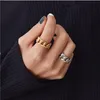 Peri'sbox Gold Silver Color Chunky Chain Rings Link Ed Geometric Rings for Women Vintage Open Rings Justerbara Trendy214H