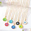 Pendant Necklaces Lots Colorf Turkish Blue Evil Eye Necklace For Women New Trendy Cats Stone Lucky Clavicle Chain Choker Jew Dhgarden Dhmxb