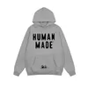 Mens Hoodie Human Made Men Women Best Quality Heavy Fabric Bat Pattern Human Made Pullover Oversized Sweatshirts Love Heart on Gray Streetwear Duck Printing