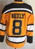 Man Vintage Hokey 8 Cam Cam Neely Jersey Retro 77 Ray Bourque Classic CCM 75 Yıldönümü Emekli Kazak Tüm Dikiş Takımı Renk Siyah Beyaz Sarı Spor Hayranları