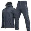 Men's Tracksuits Man Military Sports Jacket Pants Sets Fleece Warm Outdoor Waterproof Tactical Cargo Safari Work Trousers Hiking Fishman