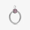 100% 925 Sterling Zilver Kleine Roze Pave O Hanger Mode Vrouwen Bruiloft Engagement Sieraden Accessoires228U