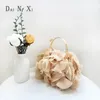 Kvällspåsar dai ni xi lyx Silks Flower Clutch Tote Bag Ladies Bridal Handbag Metal Handle Women Wedding Satin Purse 231006