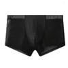 Sous-vêtements hommes glace sous-vêtements en soie respirant pénis poche culotte sans couture slip homme voir à travers boxer shorts troncs sissy 3xl