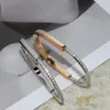Bangle In Vintage Brand Half Diamond Armband Luxury Jewelry for Women Designer Bangles 925 Sterling Silver Party Armband 231005