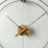 Reloj de pared español creativo simple moderno nórdico de 50CM de diámetro, reloj de mano grande de nogal negro