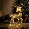 Kerstversiering est Gloeiende Ijzeren Elanden Herten Kerst Tuin Decor LED Licht Gloeiende Glitter Rendieren Kerst Thuis Outdoor Yard Ornament Decor 231005