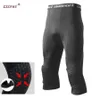 Мужские защитные брюки для предотвращения столкновений, баскетбольные тренировочные колготки 3 4, леггинсы с наколенниками, спортивные компрессионные брюки 237w