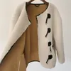 23 세의 가을과 겨울 금속 가죽 버클 버클 버클 모피 코트 토트 -E 프로필, 환경 친화적 인 접합, 캐주얼하고 세련된 외국 스타일 재킷