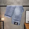 Jeans para hombres Diseñador Diseñador 2023 Estilo europeo Nuevos jeans para hombres Ajuste delgado Pantalones ajustados Bordado perforado Moda en relieve Verano fino BYLS QMFQ