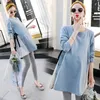 Maternity Tops Tees Korean Fashion Cotton Maternity T-shirt Casual Clothes for Pregnant Women Long Sleeves Pregnancy Tops Plus-Size Spring 231006
