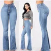 Jeans pour femmes Taille haute Flare pour femmes Printemps Été 2024 Skinny Bell Bottom Jean Pantalon Femme Bouton Lady Sexy Push Up Denim Pantalon