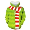 Mężczyzn Pants Men Hoodie Christmas Green Fur Monster Santa Claus Cosplay Printed Autumn Unisex Hooded Pullover Sudadera Hombre 231005