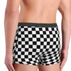 Cuecas preto e branco xadrez roupa interior homens sexy impressão personalizada geométrica checkerboard boxer shorts calcinhas macias