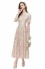 Women's Runway Dresses O Neck Short Sleeves Embroidery Floral Layered Elegant Party Prom Gown