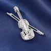 Broche de luxe de styliste, personnalité de la mode, élégant diamant incrusté de violon, broche polyvalente en strass, broderie, bijoux polyvalents pour femmes