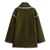 Giacche da donna TRAF Cappotto verde in tweed Cappotto da donna semi-stagionale Manica lunga Bottone superiore Capispalla Chic ed elegante Donna Abiti autunnali 231006