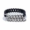 Bedelarmbanden Mode Trendy Zwart Titanium Staal Gebakken Deeg Twist Energie Milieubescherming Siliconen Armband Sieraden Cadeau