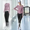 Completo da yoga Abbigliamento da allenamento per donna Set da palestra Abbigliamento sportivo da fitness Pantaloni T-shirt sportiva Leggings senza cuciture Tuta da indossare attiva 231005