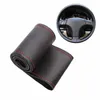 Capas de volante Preto Drive Truck PU com agulhas e linha Fit 38cm Protetor de capa de carro (preto vermelho Accsesories