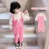 Clothing Sets Autumn Pink Children's Suits Boys and Girls Thickened Hooded Pullovers Tops Trousers Sports Suits Sweater Suits with Doll Rabbit 230927