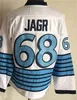 Man Vintage Hockey 68 JAROMIR JAGR RETRO JERSEYS Classic CCM All Sched Team Color Black White Blue Yellow Pullover dla fanów sportowych oddychające czyste bawełniane bawełniane